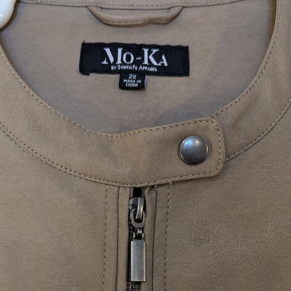 MO‑KA by Santa Fe Apparel Tan Faux Leather Jacket Women’s 2XL - Picture 5 of 8